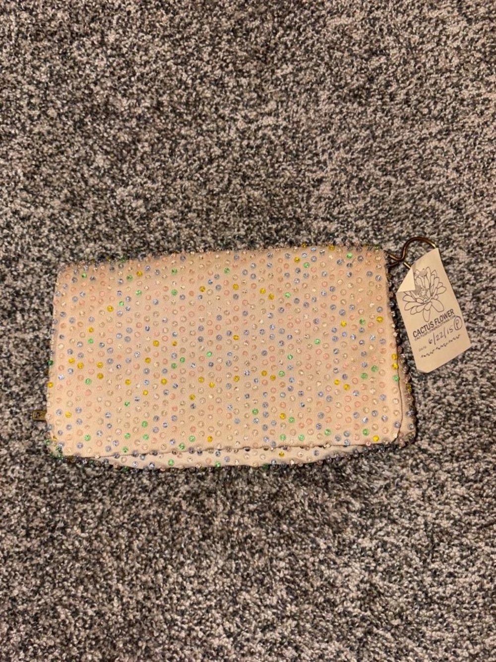 Vintage 1950s Lumured beaded clutch bag